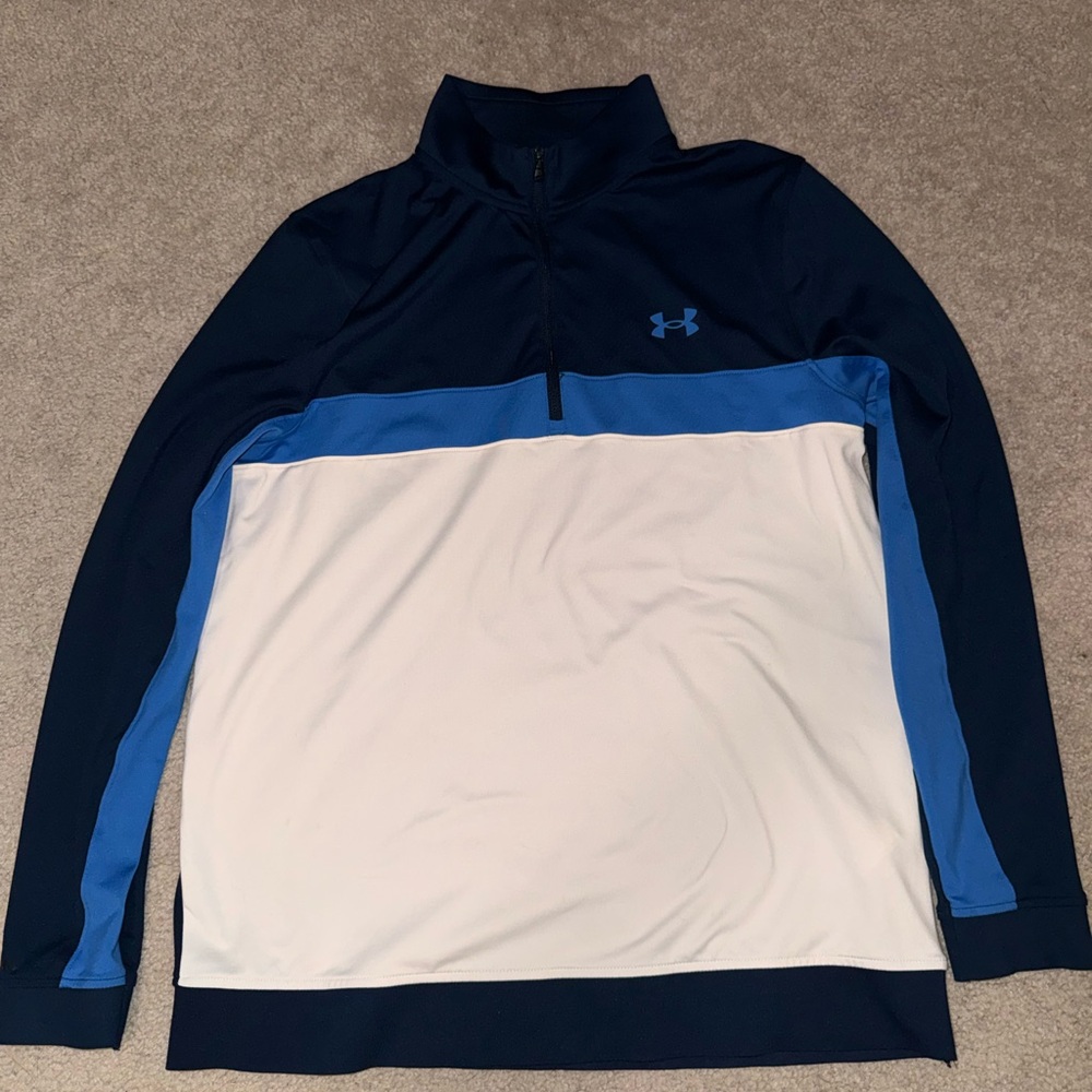 Under Armour Men’s Navy, Light Blue & White Quarter-Zip Performance Pullover